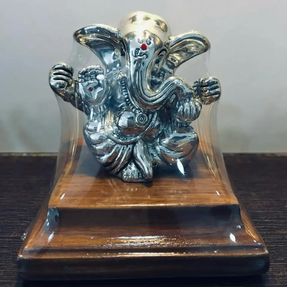 999 Pure Silver Hollow Ganeshji Idol - Premium Quality Silver God Idol